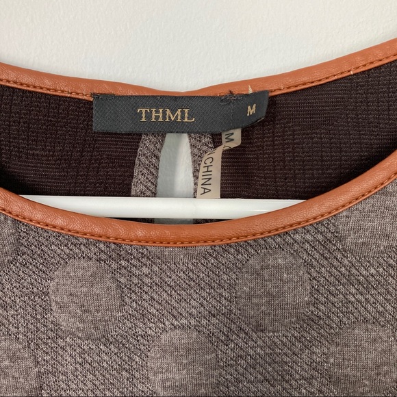 THML Bell Sleeve Gray Dot Texture Sweater Dress - Picture 3 of 7